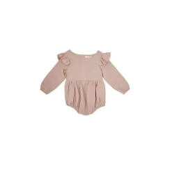 Babe Basics Baby One-Pieces*- Flutter Sleeve Linen Baby Romper, Blush