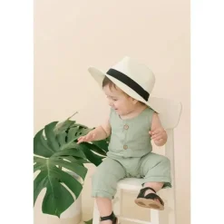 Babe Basics Baby One-Pieces*- Linen Baby Romper, Sage