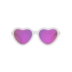 Babiators Gift For Toddler|Sunglasses*- The Sweetheart Wicked White Heart Shaped W/ Polarized Pink Lens Mirror baby sunglasses - Ages 0-2