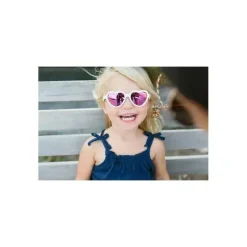 Babiators Gift For Toddler|Sunglasses*- The Sweetheart Wicked White Heart Shaped W/ Polarized Pink Lens Mirror baby sunglasses - Ages 0-2