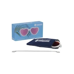 Babiators Gift For Toddler|Sunglasses*- The Sweetheart Wicked White Heart Shaped W/ Polarized Pink Lens Mirror baby sunglasses - Ages 0-2
