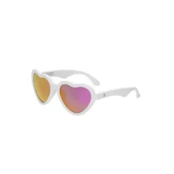 Babiators Gift For Toddler|Sunglasses*- The Sweetheart Wicked White Heart Shaped W/ Polarized Pink Lens Mirror baby sunglasses - Ages 0-2