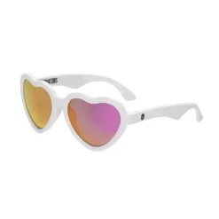 Babiators Gift For Toddler|Sunglasses*- The Sweetheart Wicked White Heart Shaped W/ Polarized Pink Lens Mirror baby sunglasses - Ages 3-5