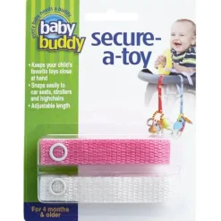 Baby Buddy Stroller Toys*- Secure A Toy Tether, Pink/White