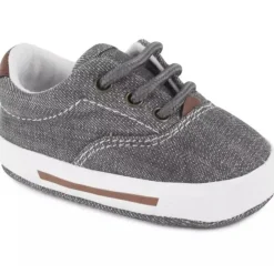 Baby Deer Baby Shoes*- Baby Boy Canvas Lace-Up Sneaker, Grey