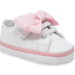 Baby Deer Baby Shoes*- Baby Girl Canvas Sneaker Oversized Bow, White