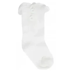 Baby Deer Baby Shoes*- Baby Girl Ivory Boot Sock With Lace Trim