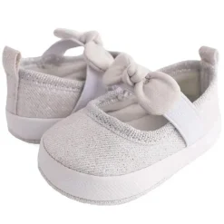 Baby Deer Baby Shoes*- Baby Girl Kaydence Shimmer Pink Mary Jane Slip On, Silver
