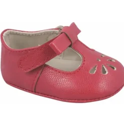 Baby Deer Baby Shoes*- Baby Girl Red Velvet T-Strap Sandal With Ankle Strap