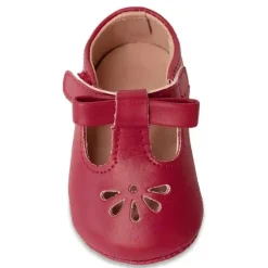 Baby Deer Baby Shoes*- Baby Girl Red Velvet T-Strap Sandal With Ankle Strap