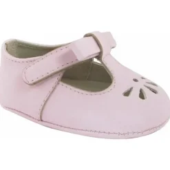 Baby Deer Baby Shoes*- Baby Girl Soft Leather-Like T-Strap with Bow and Perforation, Pink