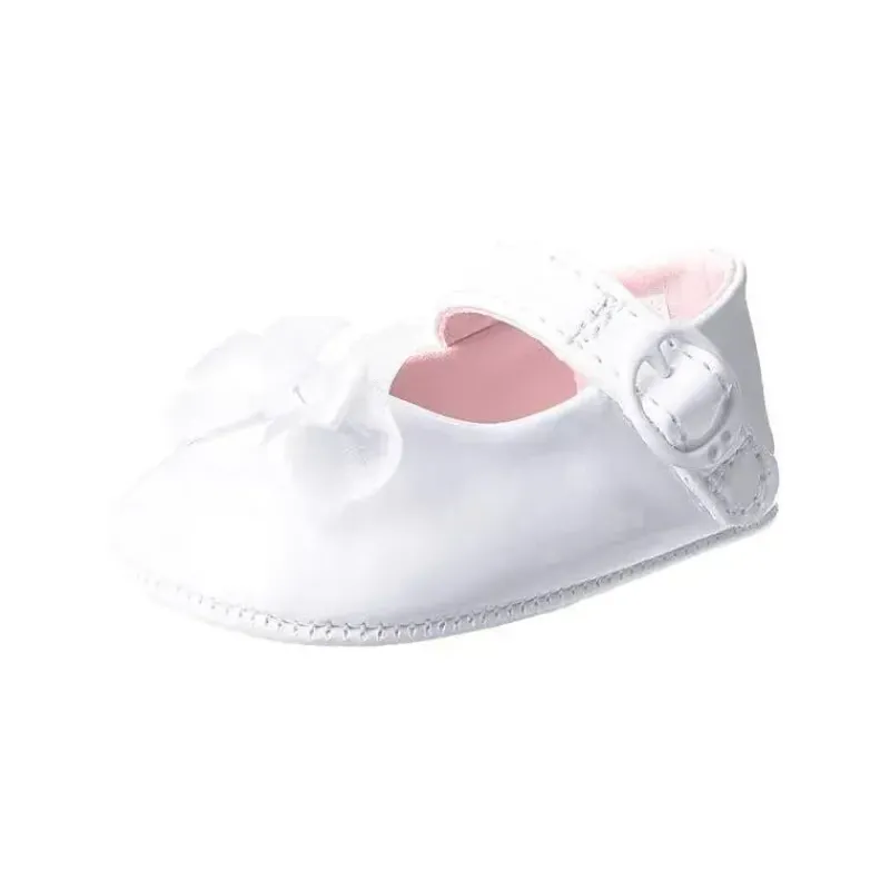 Trimfoot Baby Shoes*Baby Deer - Girl Waddle Dressy Shoes With Fancy Bow, White