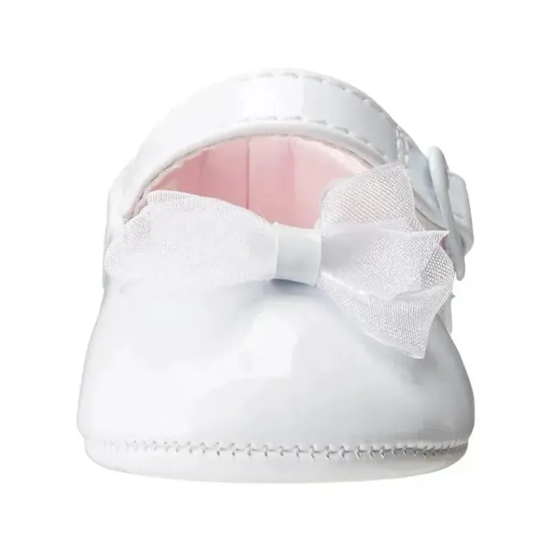 Trimfoot Baby Shoes*Baby Deer - Girl Waddle Dressy Shoes With Fancy Bow, White