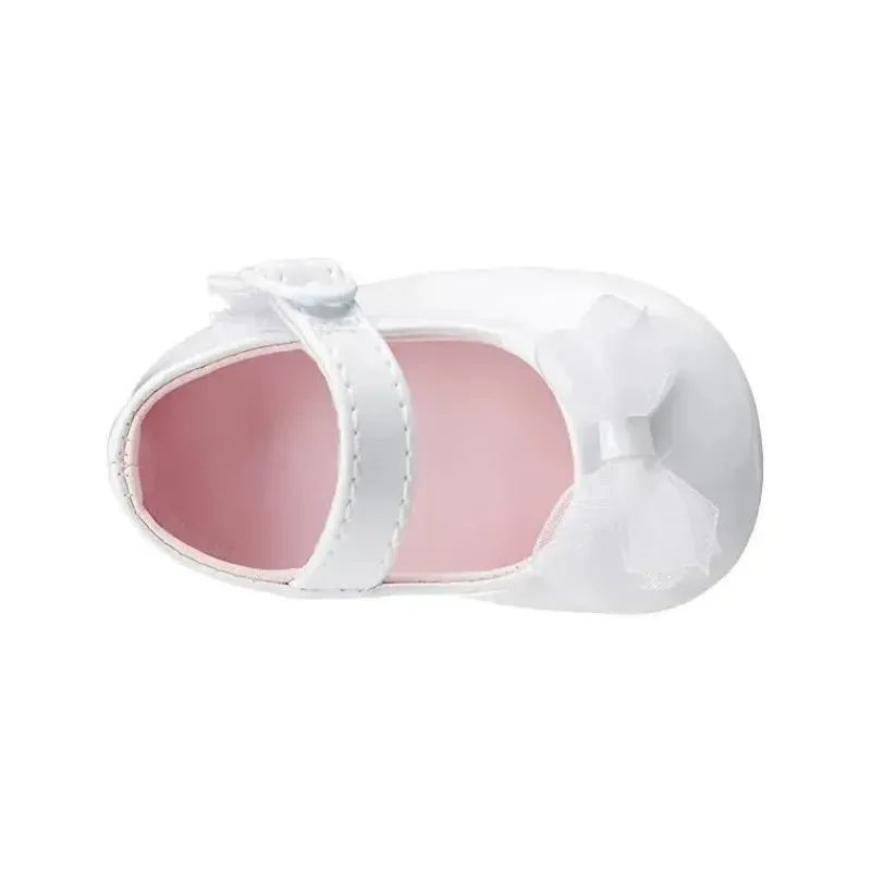Trimfoot Baby Shoes*Baby Deer - Girl Waddle Dressy Shoes With Fancy Bow, White