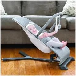 Baby Delight Bouncers, Swings & Rockers|Baby Shower*- Alpine Deluxe Portable Bouncer, 0-6 months, Charcoal Tweed
