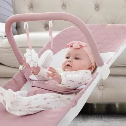 Baby Delight Bouncers, Swings & Rockers|Baby Shower*- Alpine Deluxe Portable Bouncer, 0-6 months, Organic Rose
