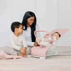 Baby Delight Bouncers, Swings & Rockers|Baby Shower*- Alpine Deluxe Portable Bouncer, 0-6 months, Organic Rose