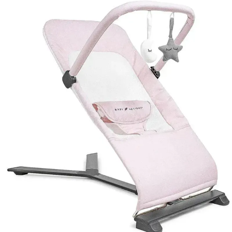 Baby Delight Bouncers, Swings & Rockers|Gift For Dad*- Alpine Deluxe Portable Bouncer, Peony Pink