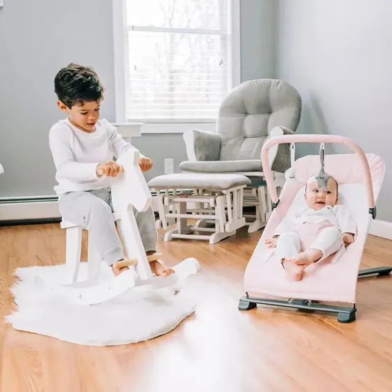 Baby Delight Bouncers, Swings & Rockers|Gift For Dad*- Alpine Deluxe Portable Bouncer, Peony Pink