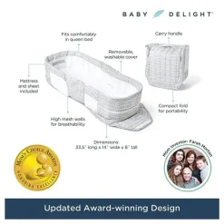 Baby Delight Cradle & Bassinet Bedding*- Snuggle Nest Dream Portable Infant Sleeper, Grey Scribbles