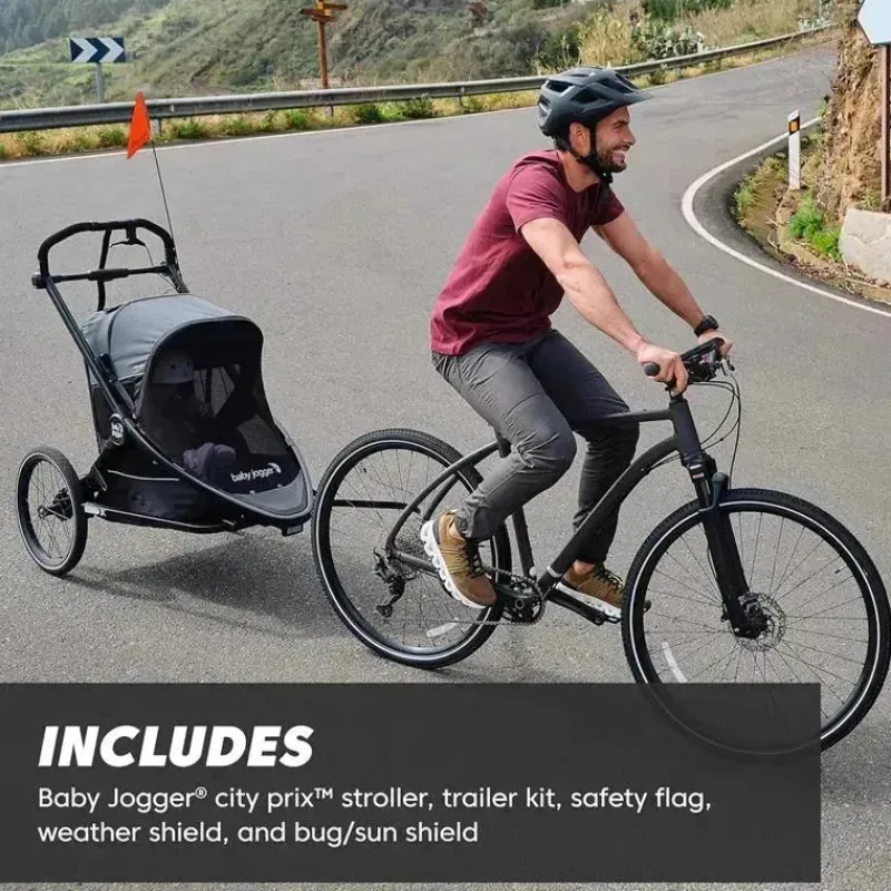 Baby Jogger Jogging Strollers|Cool Baby Products*- City Prix™ Jogger X Bike Trailer, Ambition Black