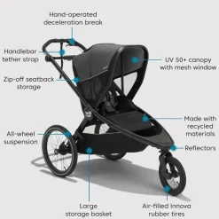 Baby Jogger Jogging Strollers|Cool Baby Products*- City Prix™ Jogger X Bike Trailer Stroller, Ambition Black
