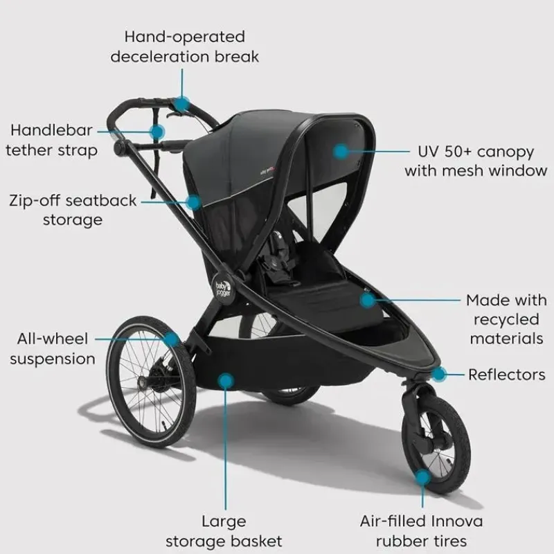 Baby Jogger Jogging Strollers|Cool Baby Products*- City Prix™ Jogger X Bike Trailer Stroller, Ambition Black