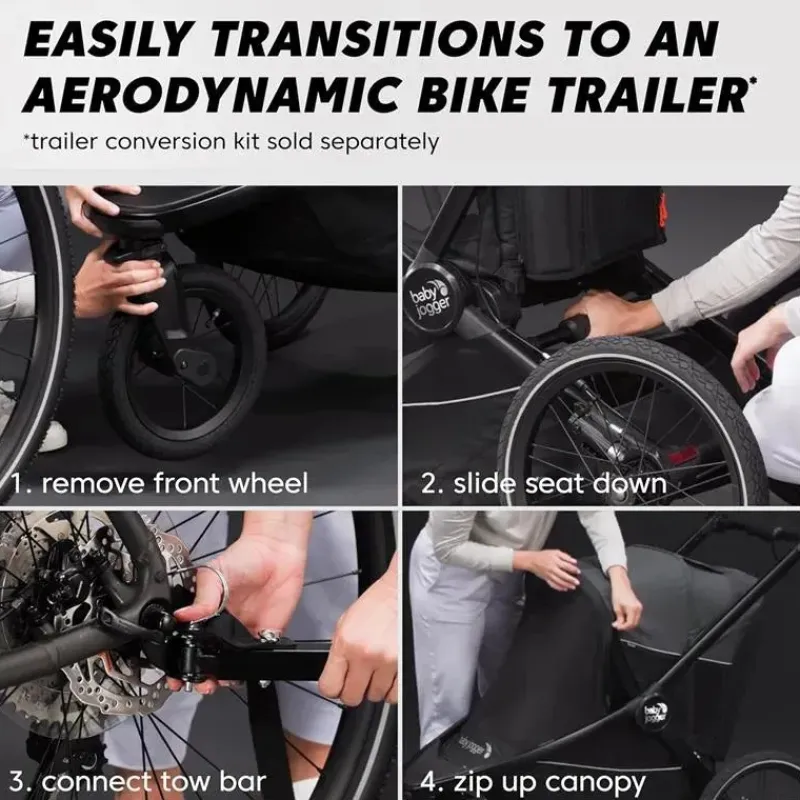 Baby Jogger Jogging Strollers|Cool Baby Products*- City Prix™ Jogger X Bike Trailer Stroller, Ambition Black