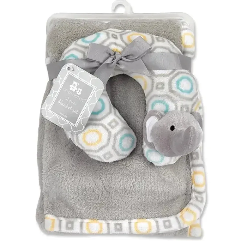 Baby King Blankets & Quilts*- Cribmates Baby Blanket With Neck Support, Elephant Grey
