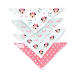 Baby King Mickey & Minnie|Bibs*Bandana Bibs 4Pk Minnie