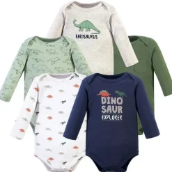 Baby Vision Baby Onesies & Bodysuits*- Baby Boy Cotton Long-Sleeve Bodysuits 5Pk, Dinosaur Explorer
