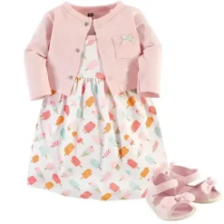 Baby Vision Baby Sets*- Baby Girl Cardigan, Dress And Shoes Set, Ice Cream
