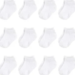 Baby Vision Baby Gloves & Socks*- Baby Girls' Cotton Rich Newborn and Terry Socks, White No-show, 12-24M, 12Pk