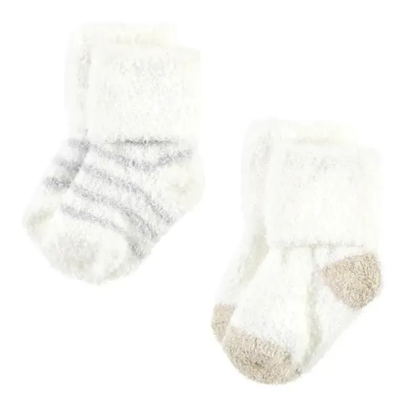 Baby Vision Baby Gloves & Socks*- Chenille Socks 8Pk, Pink Neutral Stripe - Large
