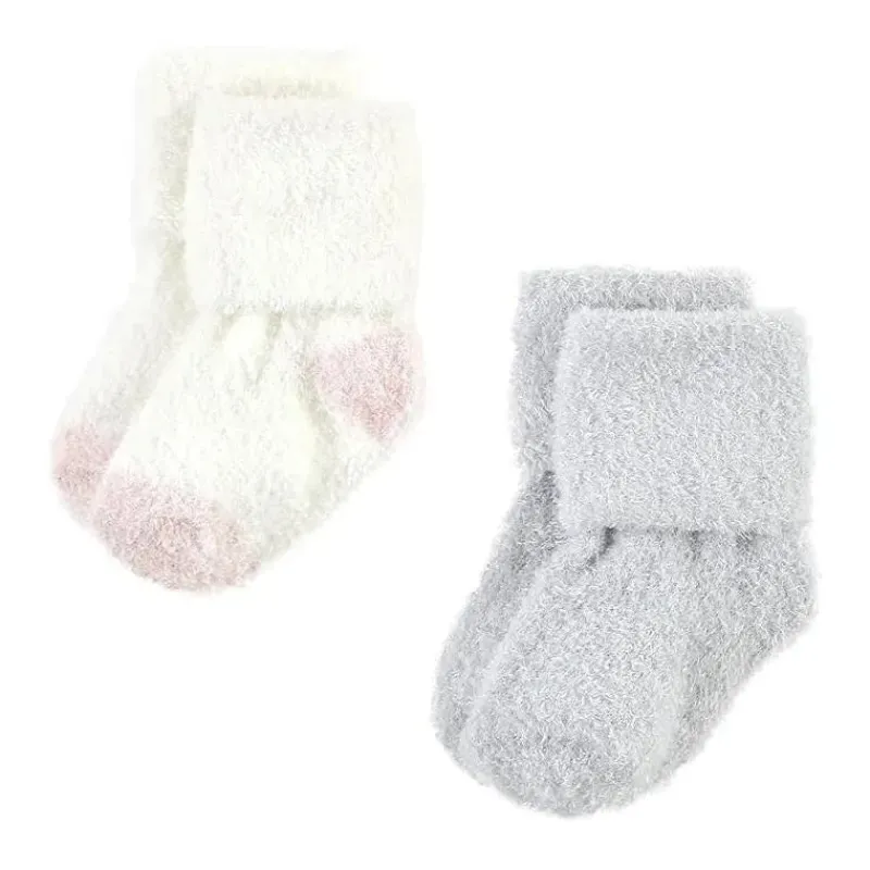 Baby Vision Baby Gloves & Socks*- Chenille Socks 8Pk, Pink Neutral Stripe - Large