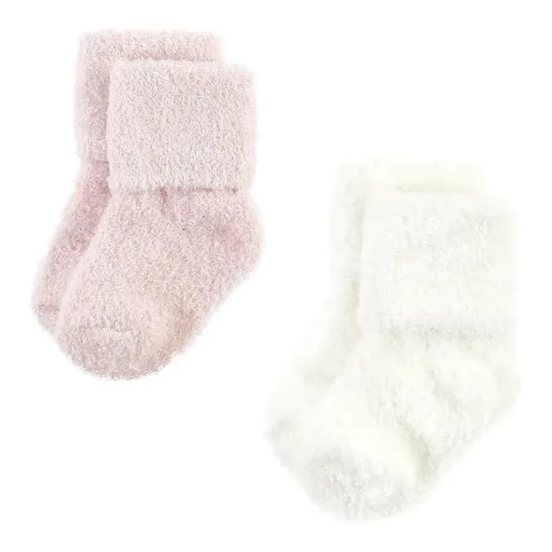 Baby Vision Baby Gloves & Socks*- Chenille Socks 8Pk, Pink Neutral Stripe - Large
