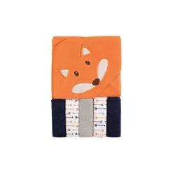 Baby Vision Bath Gift Set|Baby Bath Towels*- Hooded Towel & 5 Washcloths Set, Boy Fox
