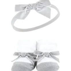 Baby Vision Baby Hair Accessories|Clothing Gift Set*- Hudson Baby Girl's Headband and Socks Giftset, Black/Silver