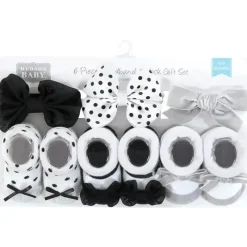 Baby Vision Baby Hair Accessories|Clothing Gift Set*- Hudson Baby Girl's Headband and Socks Giftset, Black/Silver