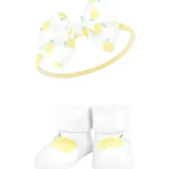 Baby Vision Baby Hair Accessories|Clothing Gift Set*- Hudson Baby Girl's Headband and Socks Giftset, Lemon
