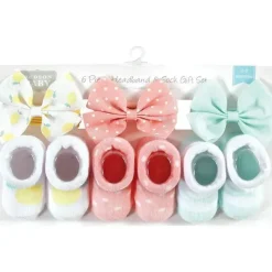 Baby Vision Baby Hair Accessories|Clothing Gift Set*- Hudson Baby Girl's Headband and Socks Giftset, Lemon