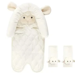 Baby Vision Car Seat Buntings, Canopies & Cushions*- Hudson Baby Unisex Baby Car Seat Insert and Strap Covers, Lamb