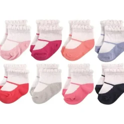 Baby Vision Baby Gloves & Socks*- Hudson Baby Baby Girls' Cotton Rich Newborn and Terry Socks, Mary Jane, 6-12M, 8Pk