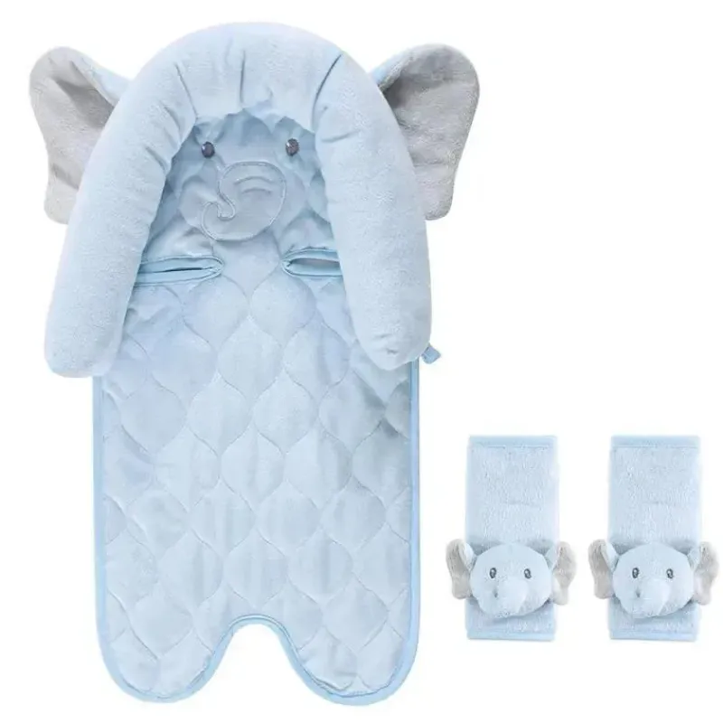 Baby Vision Car Seat Buntings, Canopies & Cushions*- Hudson Baby Unisex Baby Car Seat Insert and Strap Covers, Blue Elephant