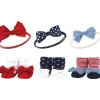 Baby Vision Baby Hair Accessories|Clothing Gift Set*- Hudson Baby Girl's Headband and Socks Giftset, Red Chambray