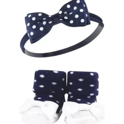 Baby Vision Baby Hair Accessories|Clothing Gift Set*- Hudson Baby Girl's Headband and Socks Giftset, Red Chambray
