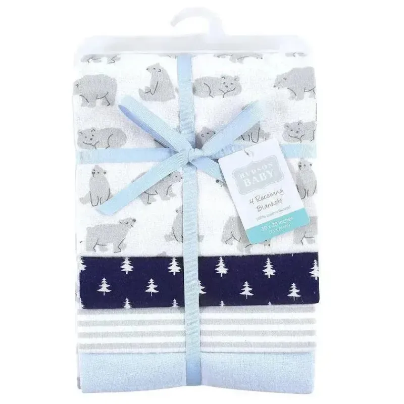 Baby Vision Blankets & Quilts*- Hudson Baby Cotton Flannel Receiving Blankets, Bear Poses