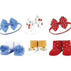 Baby Vision Baby Hair Accessories|Clothing Gift Set*- Hudson Baby Girl's Headband and Socks Giftset, Wildflower