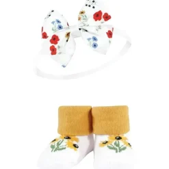 Baby Vision Baby Hair Accessories|Clothing Gift Set*- Hudson Baby Girl's Headband and Socks Giftset, Wildflower