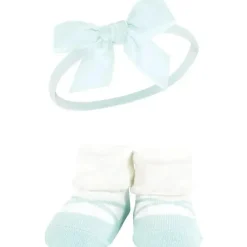 Baby Vision Baby Hair Accessories|Clothing Gift Set*- Hudson Baby Girl's Headband and Socks Giftset, Blush Mint